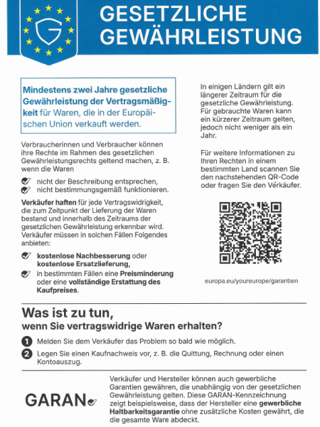Gesetzliche Gewährleistung Gesetzliche Gewährleistung